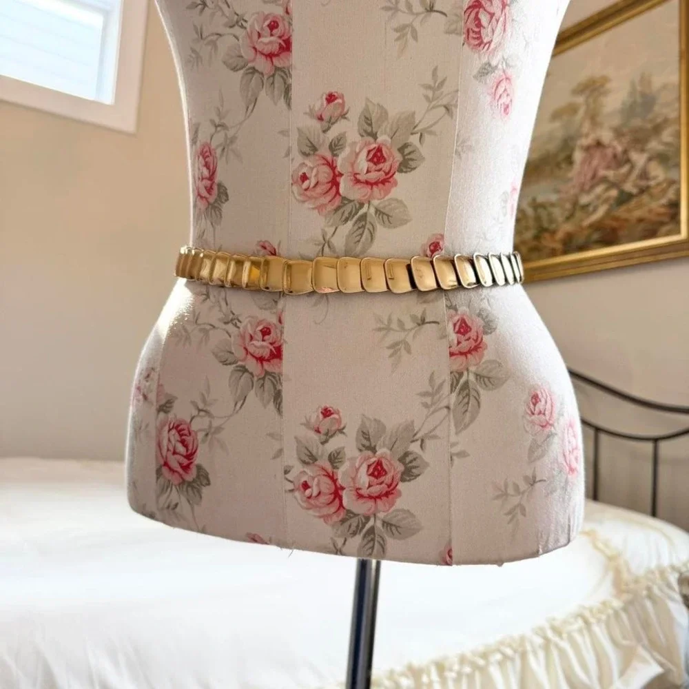 vintage gold stretch belt size small‎ 80s